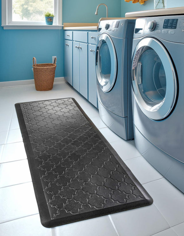 Anti-Fatigue Black 2' x 5' Comfort Standing Mat for Kitchen, Bath, Laundry Room, Office Colorful PVC Durable Non-Slip Water Resistant Spill Proof Rug Thick Rubber for Sale at Rug Engine