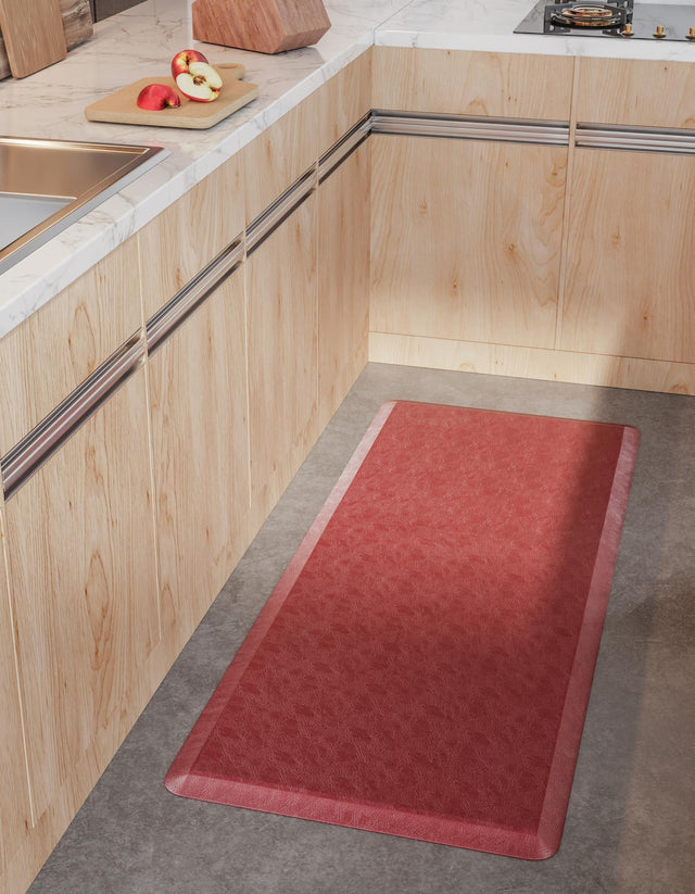 Anti-Fatigue Burgundy Red 2' x 3' Comfort Standing Mat for Kitchen, Bath, Laundry Room, Office Colorful PVC Durable Non-Slip Water Resistant Spill Proof Rug Thick Rubber for Sale at Rug Engine