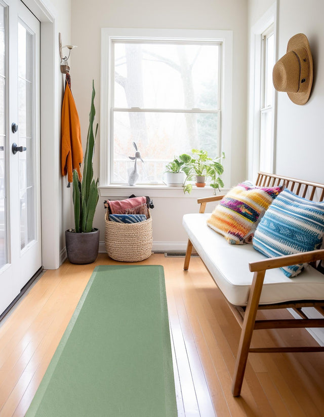 Anti-Fatigue Green 2' x 5' Comfort Standing Mat for Kitchen, Bath, Laundry Room, Office Colorful PVC Durable Non-Slip Water Resistant Spill Proof Rug Thick Rubber for Sale at Rug Engine