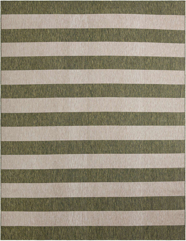 Green 10' x 13' 1 Outdoor Striped Rectangle Area Rug Weather Resistant for Patio, Deck, Terrace, Balcony, Porch Geometric Pattern Waterproof Carpet for Sale at Rug Engine