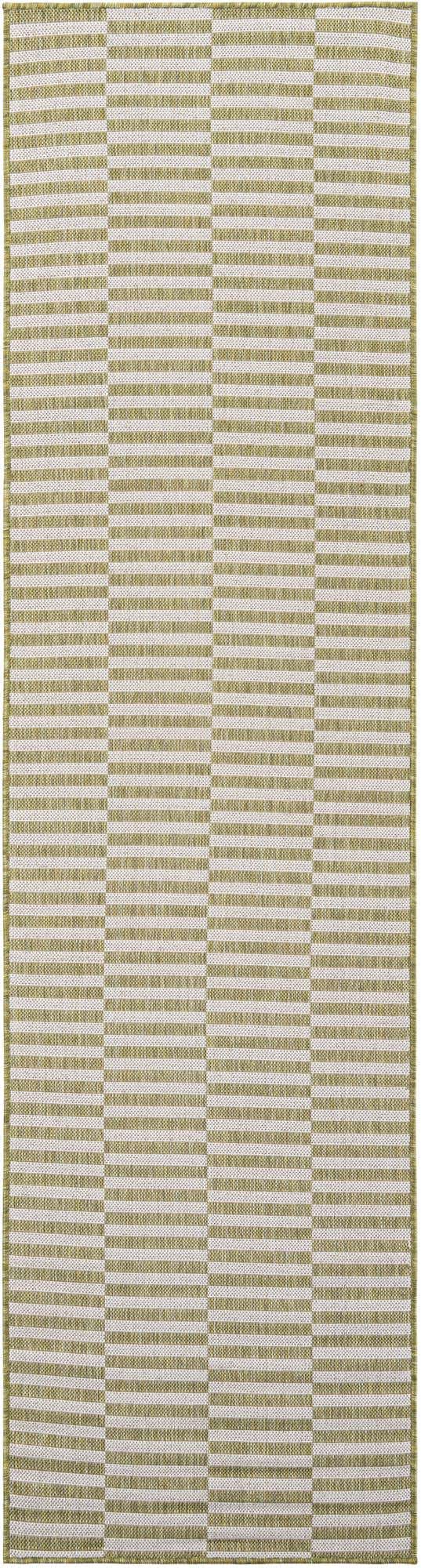 Green 2' 7 x 10' Outdoor Striped Runner Area Rug Weather Resistant for Patio, Deck, Terrace, Balcony, Porch Geometric Pattern Waterproof Carpet for Sale at Rug Engine