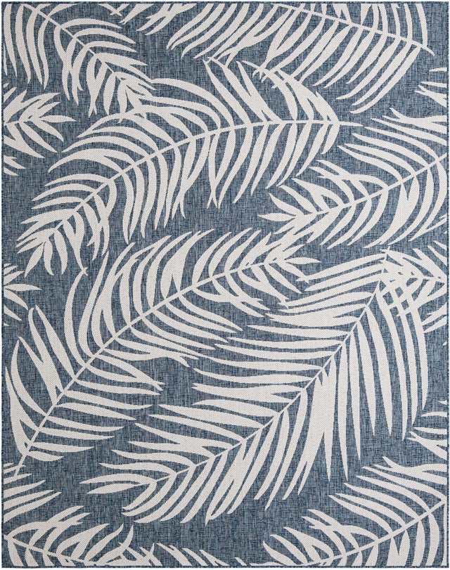 Blue 7' 10 x 10' Outdoor Botanical Rectangle Area Rug Weather Resistant for Patio, Deck, Terrace, Balcony, Porch Polypropylene Garden Floral Tropical Carpet for Sale at Rug Engine