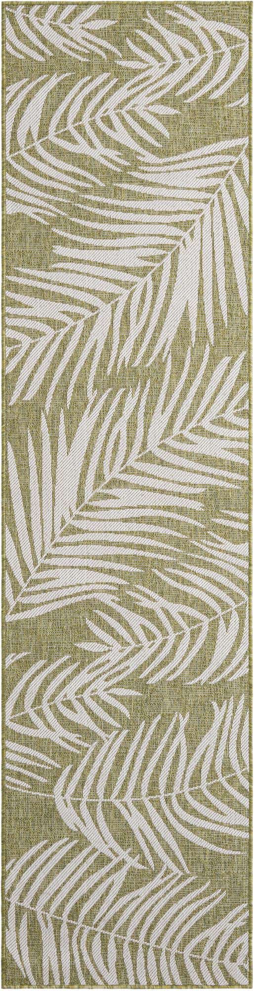Green 2' 7 x 10' Outdoor Botanical Runner Area Rug Weather Resistant for Patio, Deck, Terrace, Balcony, Porch Polypropylene Garden Floral Tropical Carpet for Sale at Rug Engine