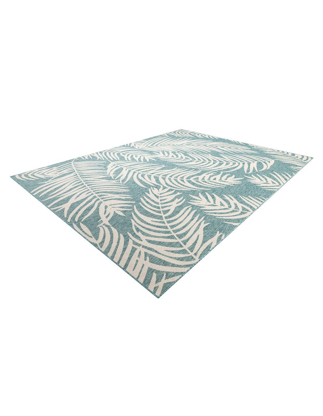 Light Aqua 10' x 13' 1 Outdoor Botanical Rectangle Area Rug Weather Resistant for Patio, Deck, Terrace, Balcony, Porch Polypropylene Garden Floral Tropical Carpet for Sale at Rug Engine