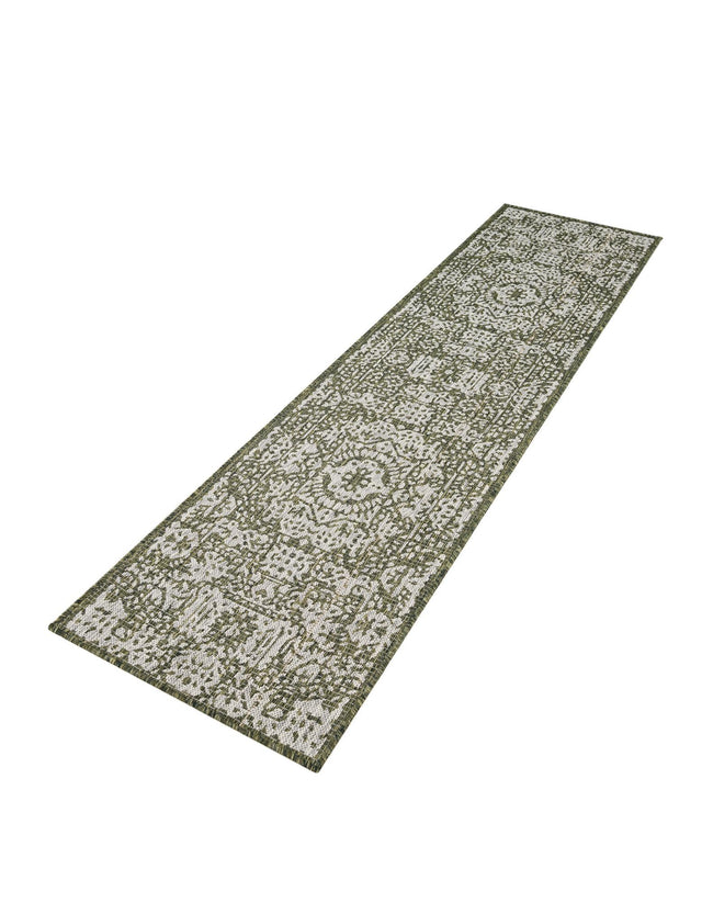 Green 2' x 8' Outdoor Traditional Runner Area Rug Weather Resistant for Patio, Deck, Terrace, Balcony, Porch Classical Design Outside Carpet for Sale at Rug Engine