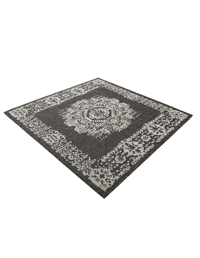 Charcoal Gray 6' 1 x 6' 1 Outdoor Traditional Square Area Rug Weather Resistant for Patio, Deck, Terrace, Balcony, Porch Classical Design Outside Carpet for Sale at Rug Engine