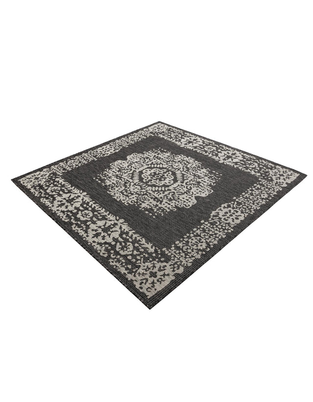 Charcoal Gray 6' 1 x 6' 1 Outdoor Traditional Square Area Rug Weather Resistant for Patio, Deck, Terrace, Balcony, Porch Classical Design Outside Carpet for Sale at Rug Engine