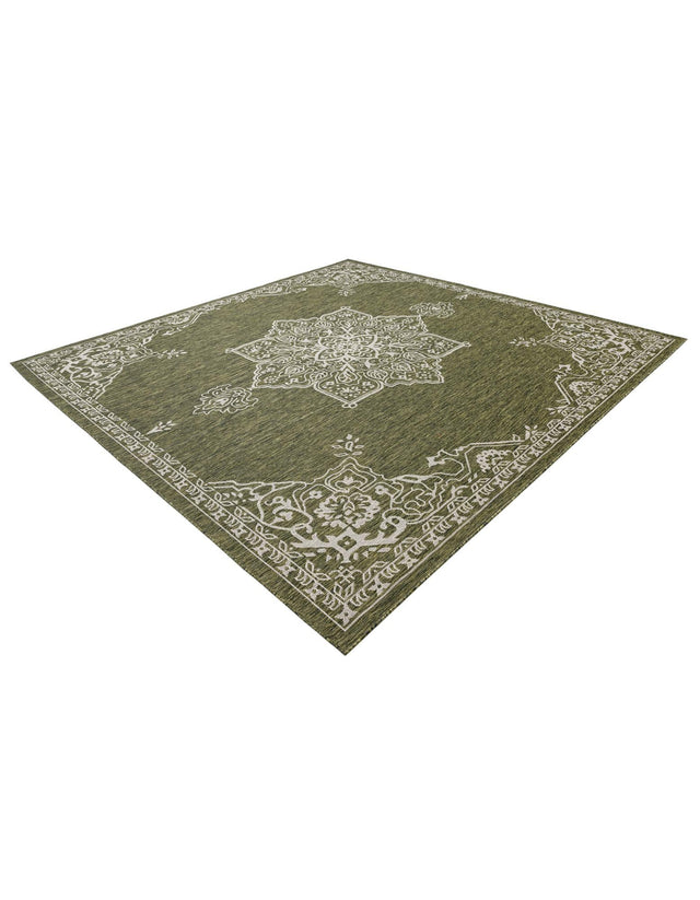 Green 10' x 10' Outdoor Traditional Square Area Rug Weather Resistant for Patio, Deck, Terrace, Balcony, Porch Classical Design Outside Carpet for Sale at Rug Engine