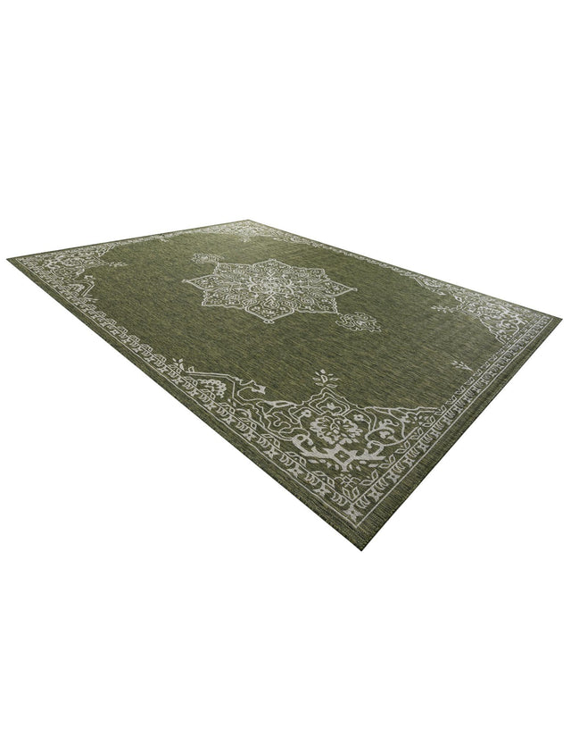Green 10' x 13' 1 Outdoor Traditional Rectangle Area Rug Weather Resistant for Patio, Deck, Terrace, Balcony, Porch Classical Design Outside Carpet for Sale at Rug Engine
