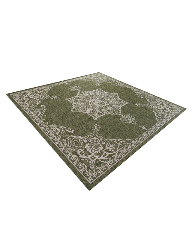 Green 7' 10 x 7' 10 Outdoor Traditional Square Area Rug Weather Resistant for Patio, Deck, Terrace, Balcony, Porch Classical Design Outside Carpet for Sale at Rug Engine
