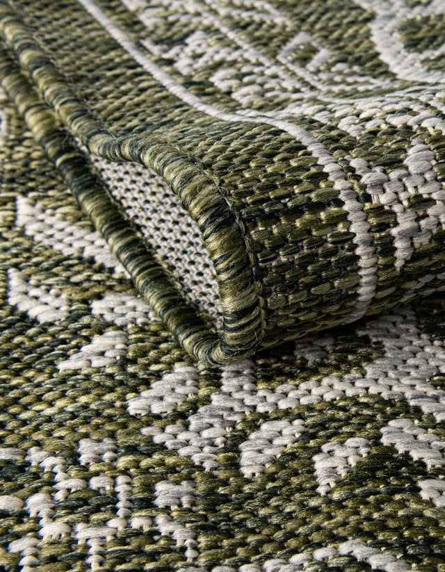 Green 12' x 12' Outdoor Traditional Square Area Rug Weather Resistant for Patio, Deck, Terrace, Balcony, Porch Classical Design Outside Carpet for Sale at Rug Engine