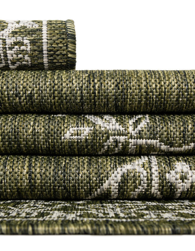 Green 12' x 12' Outdoor Traditional Square Area Rug Weather Resistant for Patio, Deck, Terrace, Balcony, Porch Classical Design Outside Carpet for Sale at Rug Engine