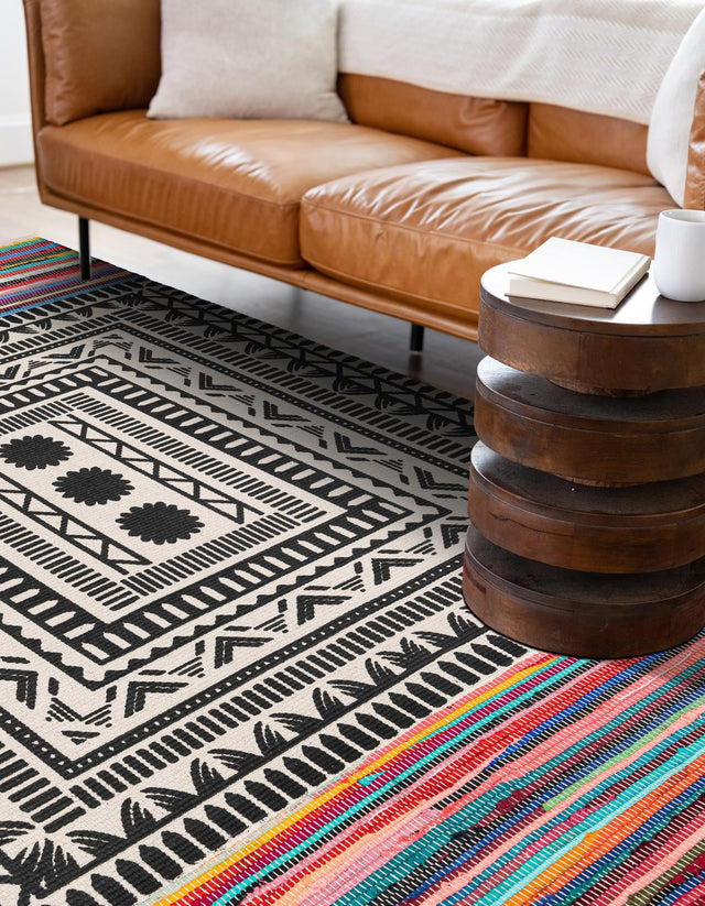Multicolor 6' 1 x 9' Chindi Cotton Rectangle Area Rug Interior Design Home Decor Carpet Mat for Sale at Rug Engine