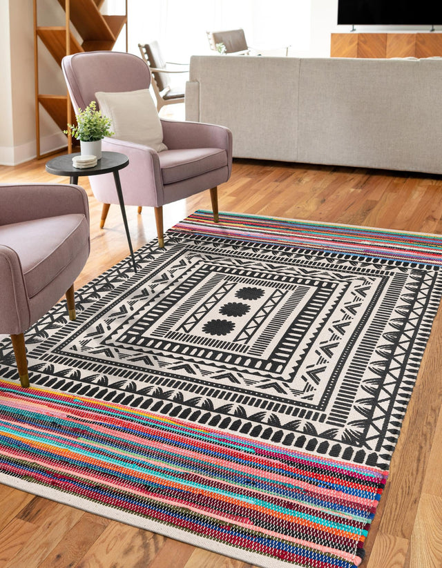 Multicolor 7' 10 x 10' Chindi Cotton Rectangle Area Rug Interior Design Home Decor Carpet Mat for Sale at Rug Engine