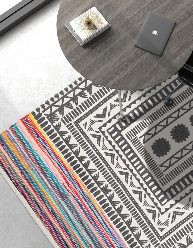 Multicolor 7' 10 x 10' Chindi Cotton Rectangle Area Rug Interior Design Home Decor Carpet Mat for Sale at Rug Engine