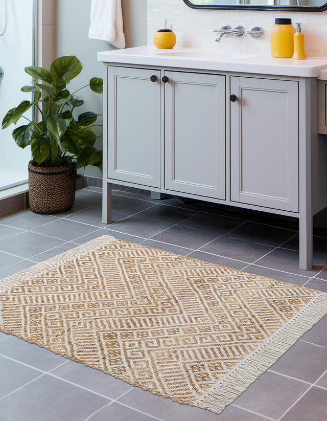 White and Natural 10' x 14' 1 Braided Jute Rectangle Area Rug 100% Jute Hand Braided Natural Eco-Friendly Boho Style Carpet for Living Rooms Dining Office Space Dorms for Sale at Rug Engine