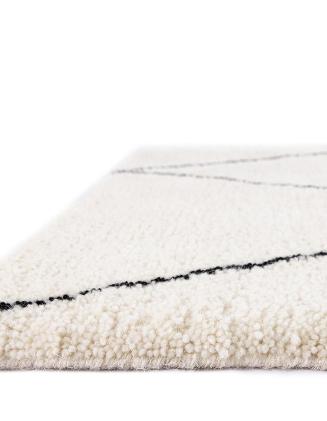 Ivory and Black 10' x 10' Safiya Moroccan Wool Square Area Rug Hand Knotted High Quality New Zealand Wool Luxury Carpet for Interior Design for Sale at Rug Engine