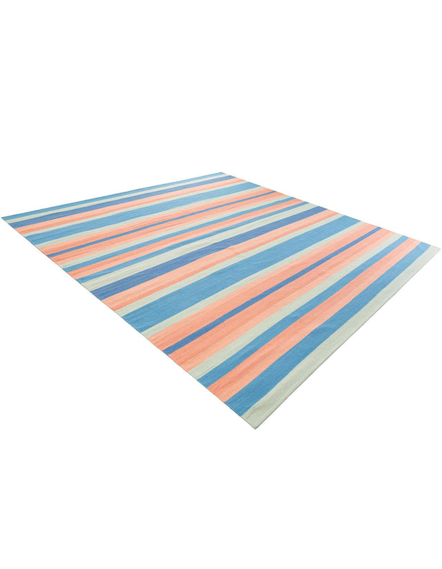 Multicolor 10' x 10' Flatweave Cotton Dhurrie Square Area Rug 100% Chenille All Natural Carpet for Living Rooms, Dining Rooms, Entryway, Foyer for Sale at Rug Engine
