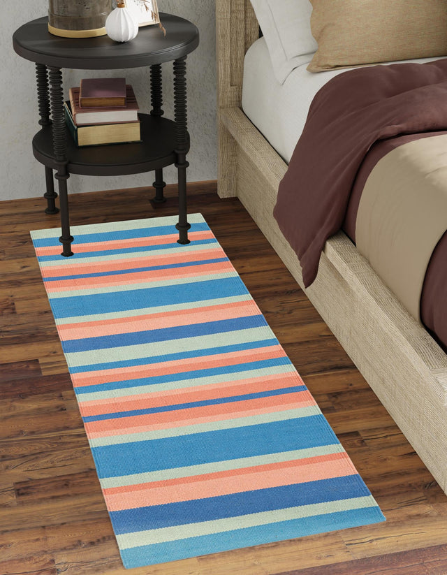 Multicolor 2' x 8' Flatweave Cotton Dhurrie Runner Area Rug 100% Chenille All Natural Carpet for Living Rooms, Dining Rooms, Entryway, Foyer for Sale at Rug Engine