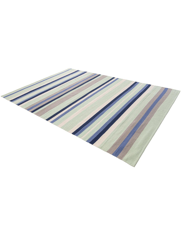 Aqua Blue and Gray 6' 1 x 9' Flatweave Cotton Dhurrie Rectangle Area Rug 100% Chenille All Natural Carpet for Living Rooms, Dining Rooms, Entryway, Foyer for Sale at Rug Engine