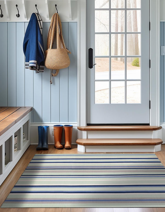 Aqua Blue and Gray 7' 10 x 7' 10 Flatweave Cotton Dhurrie Square Area Rug 100% Chenille All Natural Carpet for Living Rooms, Dining Rooms, Entryway, Foyer for Sale at Rug Engine