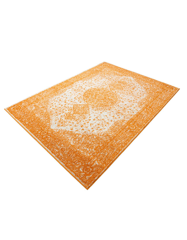 Orange 5' 3 x 7' 1 Bromley Rectangle Area Rug 100% Polypropylene With Cotton Backing Vintage Distressed Colorful Traditional Carpet for Living Dining Rooms Offices for Sale at Rug Engine
