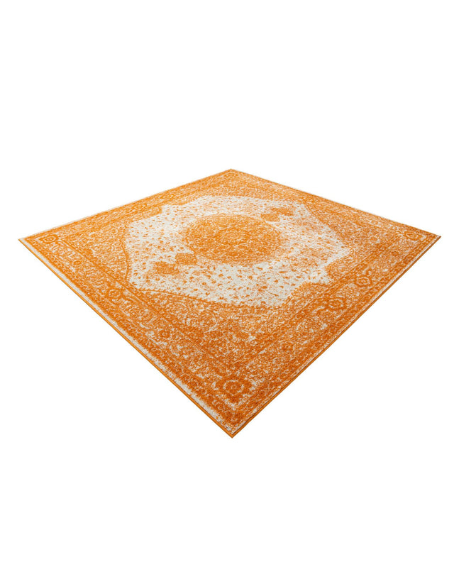 Orange 7' 10 x 7' 10 Bromley Square Area Rug 100% Polypropylene With Cotton Backing Vintage Distressed Colorful Traditional Carpet for Living Dining Rooms Offices for Sale at Rug Engine