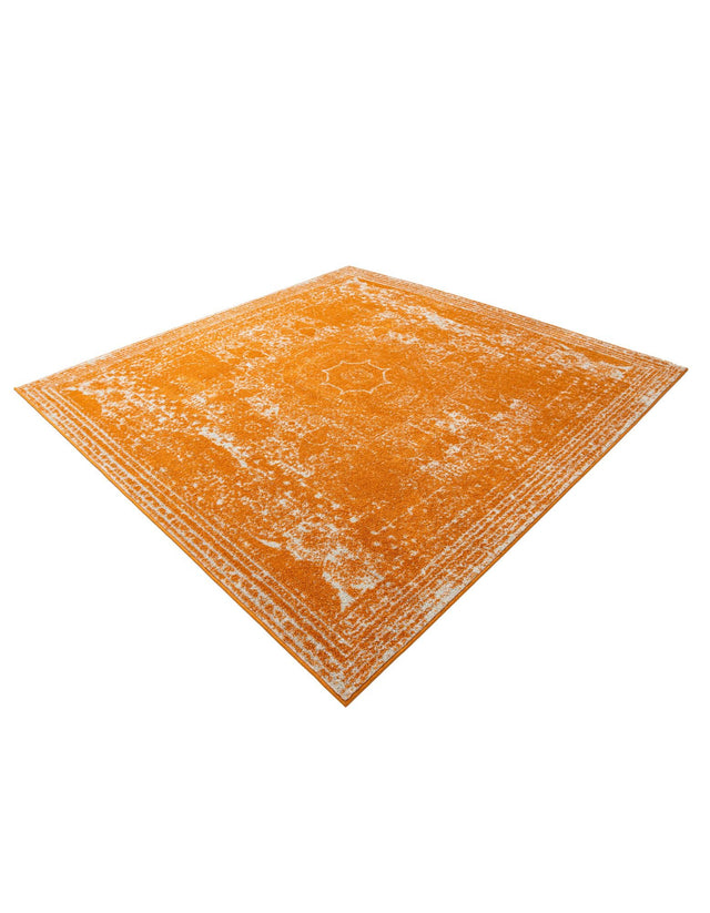 Orange 7' 10 x 7' 10 Bromley Square Area Rug 100% Polypropylene With Cotton Backing Vintage Distressed Colorful Traditional Carpet for Living Dining Rooms Offices for Sale at Rug Engine