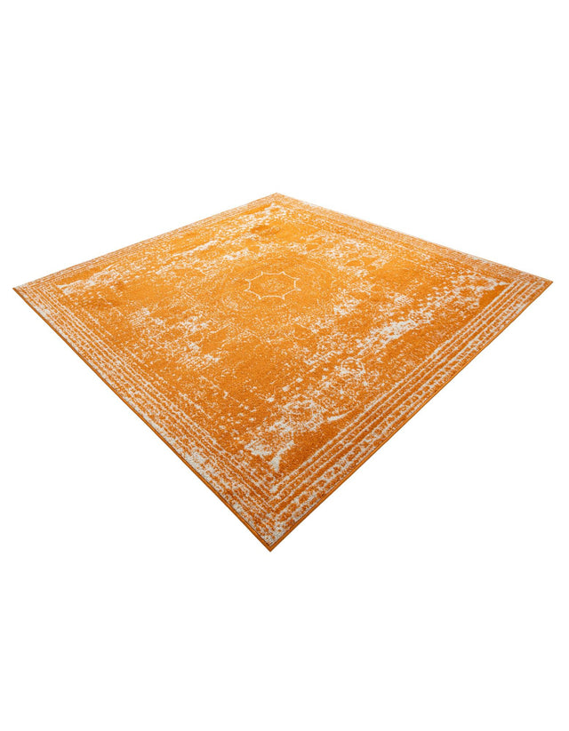 Orange 7' 10 x 7' 10 Bromley Square Area Rug 100% Polypropylene With Cotton Backing Vintage Distressed Colorful Traditional Carpet for Living Dining Rooms Offices for Sale at Rug Engine