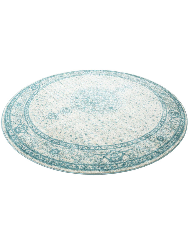 Aqua 10' x 10' Bromley Round Area Rug 100% Polypropylene With Cotton Backing Vintage Distressed Colorful Traditional Carpet for Living Dining Rooms Offices for Sale at Rug Engine