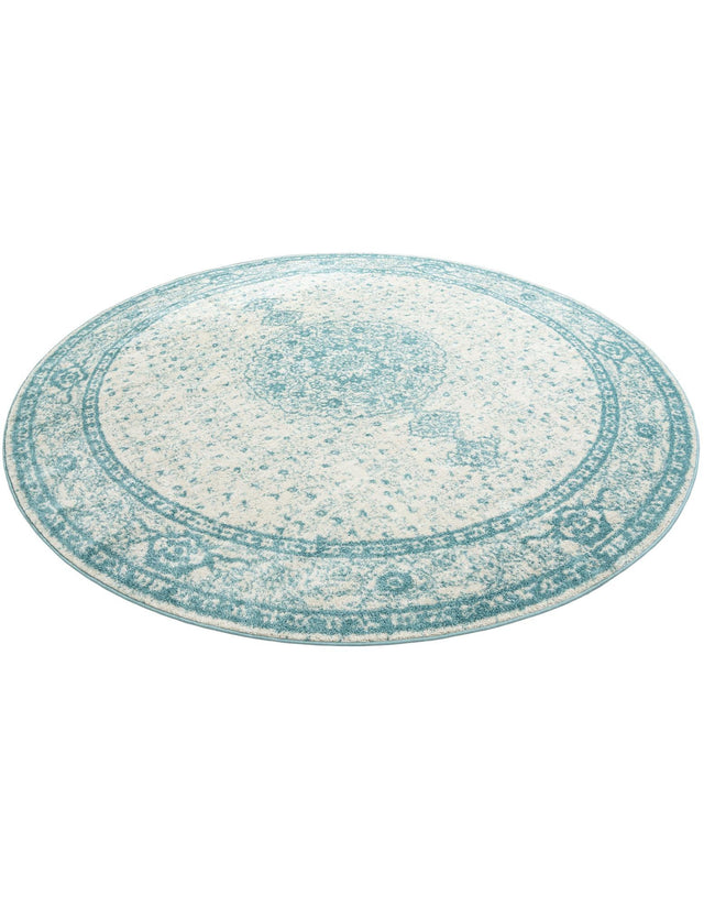 Aqua 10' x 10' Bromley Round Area Rug 100% Polypropylene With Cotton Backing Vintage Distressed Colorful Traditional Carpet for Living Dining Rooms Offices for Sale at Rug Engine