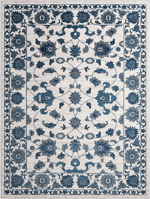 White Blue 10' x 13' 1 Boston Rectangle Area Rug 55% Polypropylene & 45% Polyester Easy Clean Traditional Classical Carpet for Contemporary Living Dining Room Office Space for Sale at Rug Engine