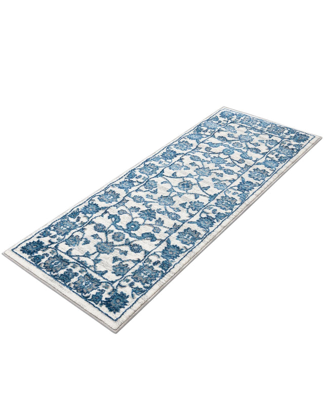 White Blue 2' x 5' 3 Boston Runner Area Rug 55% Polypropylene & 45% Polyester Easy Clean Traditional Classical Carpet for Contemporary Living Dining Room Office Space for Sale at Rug Engine