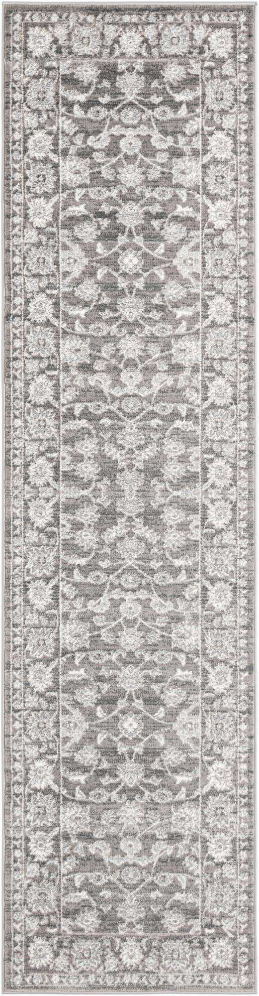 Gray 2' 7 x 10' Boston Runner Area Rug 55% Polypropylene & 45% Polyester Easy Clean Traditional Classical Carpet for Contemporary Living Dining Room Office Space for Sale at Rug Engine