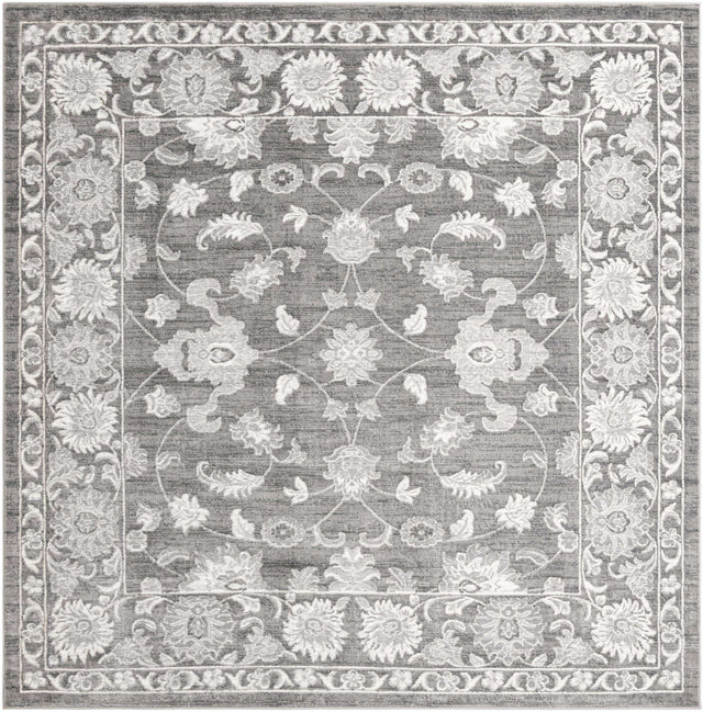 Gray 10' x 10' Boston Square Area Rug 55% Polypropylene & 45% Polyester Easy Clean Traditional Classical Carpet for Contemporary Living Dining Room Office Space for Sale at Rug Engine