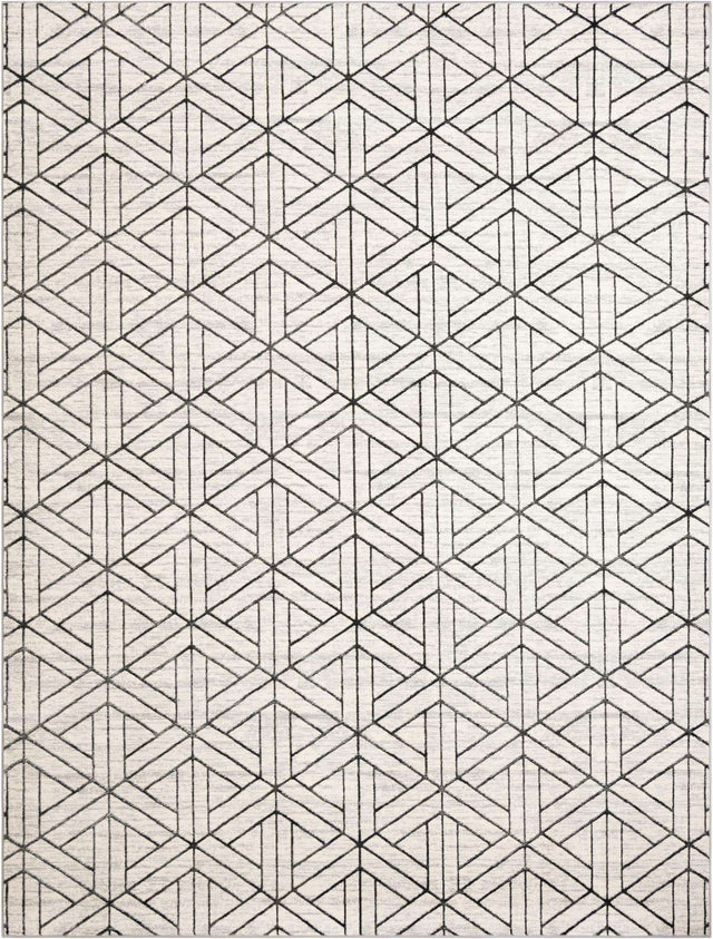White 10' x 13' 1 Matrix Trellis Rectangle Area Rug 100% Polyester Geometric Pattern Modern Carpet for Living, Dining, Bedroom, Office for Sale at Rug Engine