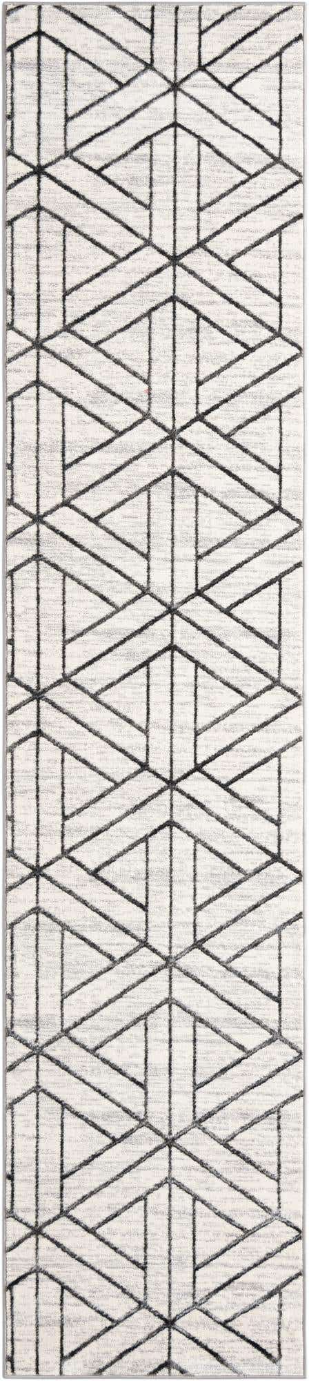 White 2' 7 x 12' Matrix Trellis Runner Area Rug 100% Polyester Geometric Pattern Modern Carpet for Living, Dining, Bedroom, Office for Sale at Rug Engine