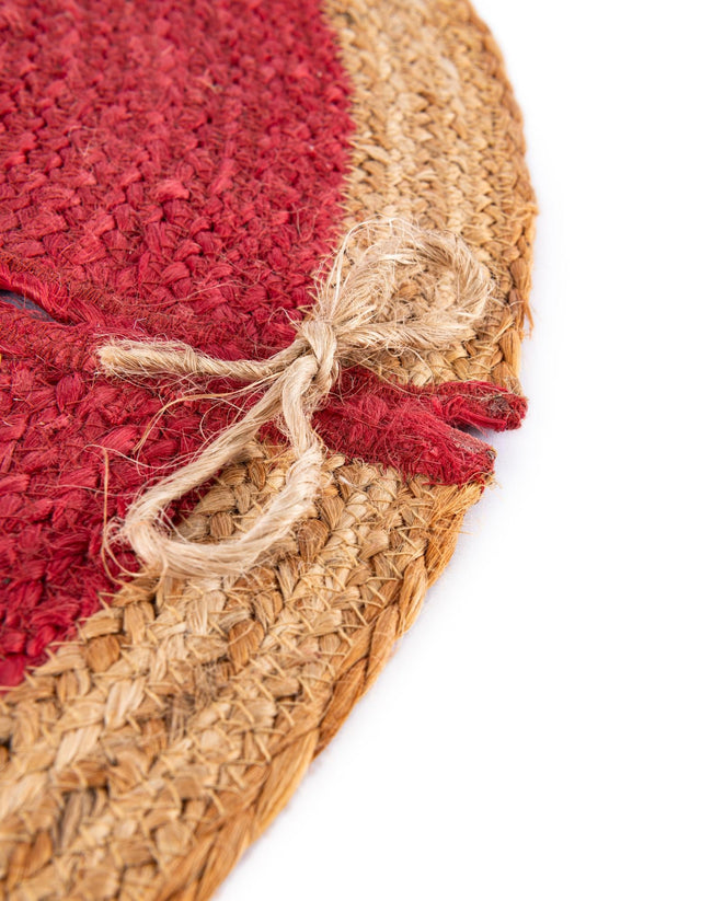Seasonal Festive Red 6' 1 x 6' 1 Christmas Tree Skirt Round Area Rug 100% Jute All Natural Eco-Friendly Holiday Carpet Mat for Under Christmas Trees for Sale at Rug Engine