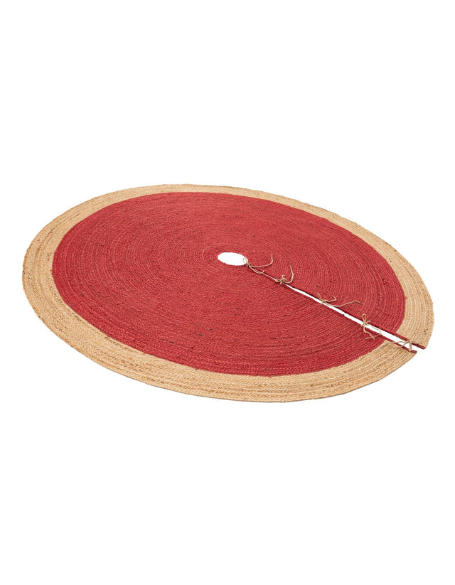 Seasonal Festive Red 6' 1 x 6' 1 Christmas Tree Skirt Round Area Rug 100% Jute All Natural Eco-Friendly Holiday Carpet Mat for Under Christmas Trees for Sale at Rug Engine