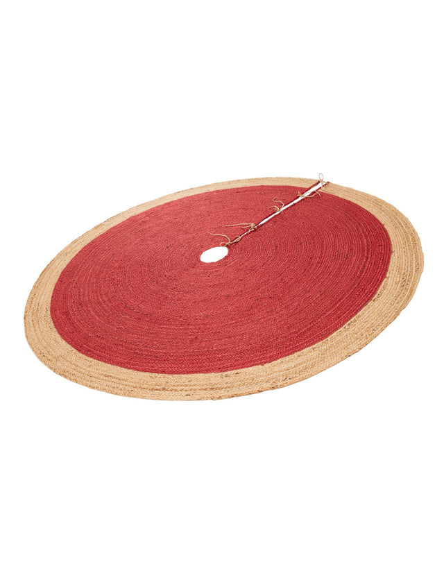 Seasonal Festive Red 6' 1 x 6' 1 Christmas Tree Skirt Round Area Rug 100% Jute All Natural Eco-Friendly Holiday Carpet Mat for Under Christmas Trees for Sale at Rug Engine