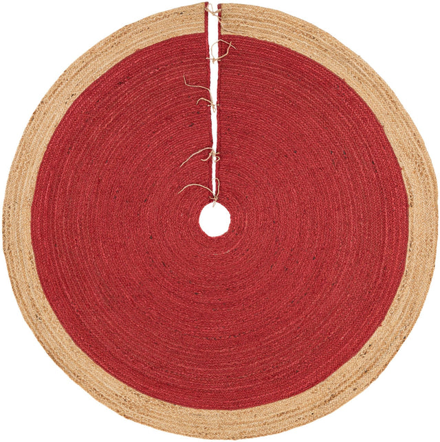 Seasonal Festive Red 6' 1 x 6' 1 Christmas Tree Skirt Round Area Rug 100% Jute All Natural Eco-Friendly Holiday Carpet Mat for Under Christmas Trees for Sale at Rug Engine