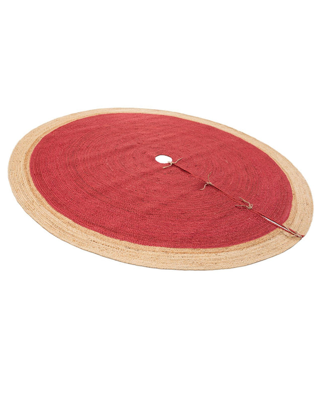 Seasonal Festive Red 7' 1 x 7' 1 Christmas Tree Skirt Round Area Rug 100% Jute All Natural Eco-Friendly Holiday Carpet Mat for Under Christmas Trees for Sale at Rug Engine