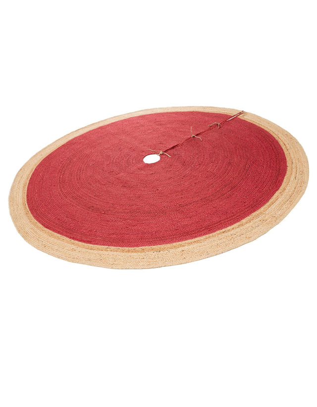Seasonal Festive Red 7' 1 x 7' 1 Christmas Tree Skirt Round Area Rug 100% Jute All Natural Eco-Friendly Holiday Carpet Mat for Under Christmas Trees for Sale at Rug Engine