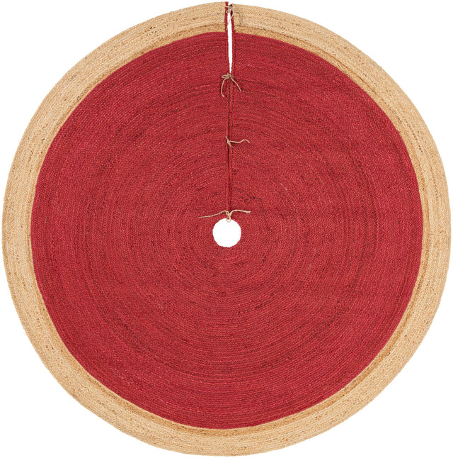Seasonal Festive Red 7' 1 x 7' 1 Christmas Tree Skirt Round Area Rug 100% Jute All Natural Eco-Friendly Holiday Carpet Mat for Under Christmas Trees for Sale at Rug Engine