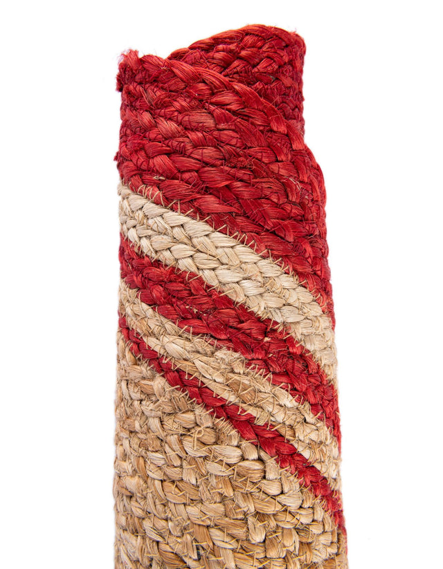 Seasonal Festive Natural and Red 4' 1 x 4' 1 Christmas Tree Skirt Round Area Rug 100% Jute All Natural Eco-Friendly Holiday Carpet Mat for Under Christmas Trees for Sale at Rug Engine
