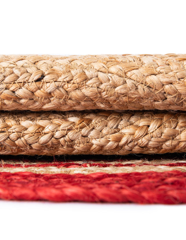 Seasonal Festive Natural and Red 4' 1 x 4' 1 Christmas Tree Skirt Round Area Rug 100% Jute All Natural Eco-Friendly Holiday Carpet Mat for Under Christmas Trees for Sale at Rug Engine
