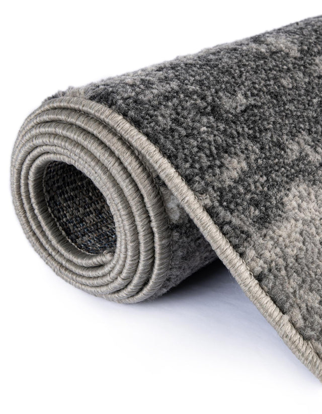 Black 4' 1 x 4' 1 Norge Round Area Rug 100% Polypropylene Easy Clean Non Shed Stain Resistant Modern Carpet for Home Interior Design for Sale at Rug Engine