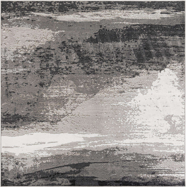 Black 10' x 10' Norge Square Area Rug 100% Polypropylene Easy Clean Non Shed Stain Resistant Modern Carpet for Home Interior Design for Sale at Rug Engine