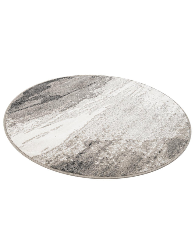 Black 4' 1 x 4' 1 Norge Round Area Rug 100% Polypropylene Easy Clean Non Shed Stain Resistant Modern Carpet for Home Interior Design for Sale at Rug Engine