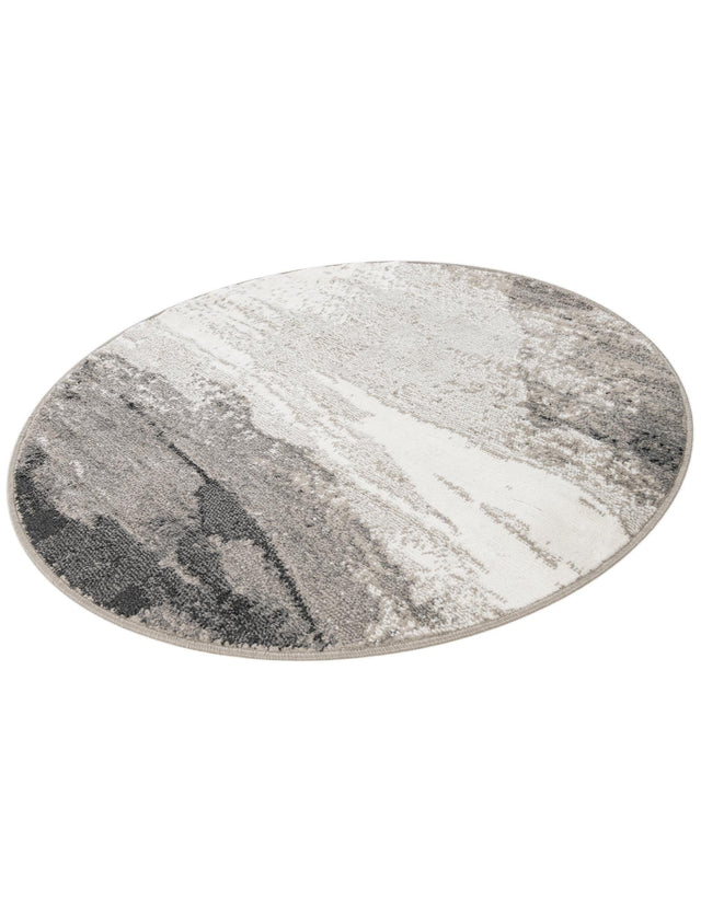 Black 4' 1 x 4' 1 Norge Round Area Rug 100% Polypropylene Easy Clean Non Shed Stain Resistant Modern Carpet for Home Interior Design for Sale at Rug Engine